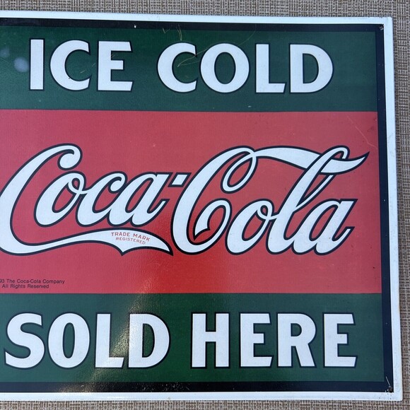 COKE SIGN VINTAGE METAL COCA COLA TIN SIGN - 1993 -Reproduction-16” X 11” - Picture 5 of 8